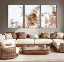Pampas Grass Wall Art Canvas Print – Framed Neutral Tones