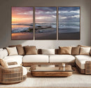 Golden Hour Wall Art Canvas Print – Framed Tranquil Waves