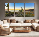 Saguaro Cactus Wall Art Canvas Print – Framed Desert Sunset