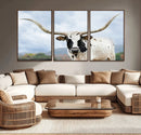 Texas Longhorn Wall Art Canvas Print – Framed Western Rustic
