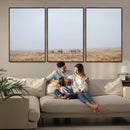 Foggy Plains Wall Art Canvas Print – Framed Horseback Riders