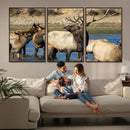 Wild Elk Wall Art Canvas Print – Framed Neutral Wildlife