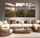 Snowy Peaks Wall Art Canvas Print – Rustic Mountain