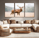 Vintage Wildlife Wall Art Canvas Print – Misty Landscape