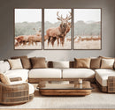 Rustic Nature Wall Art Canvas Print – Stag Woodland Framed