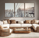 Frosty Pines Wall Art Canvas Print – Framed Cozy Cabin Ski