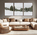 Frosty Pines Wall Art Canvas Print – Framed Silent Snowfall