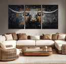 Rustic Longhorn Bull Wall Art Canvas Print – Vintage Western by MyGreatCanvas | Canvas Wall Art Prints | Photo Prints & Wall Decor