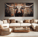 Rustic Longhorn Bull Wall Art Canvas Print – Vintage Western by MyGreatCanvas | Canvas Wall Art Prints | Photo Prints & Wall Decor