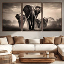 Elephant Family Wall Art Canvas Print, Framed Elephant Wall