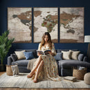 World Map Canvas Print – Framed Detailed Map of the World