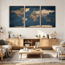 Navy Blue World Map Canvas Print – Framed Travel Map Wall by MyGreatCanvas | Canvas Wall Art Prints | Photo Prints & Wall Decor