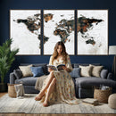 Large World Map Canvas Print – Framed Travel Map Wall Art