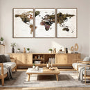 Watercolor World Map Print - Large Wall Art Canvas Print for
