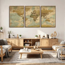Vintage World Map Wall Art Canvas Print, Detailed World Map