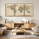 Framed World Map Wall Art for Home and Office Decor
