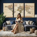 Framed World Map Wall Art for Home and Office Decor