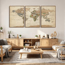 Framed World Map Wall Art for Home and Office Decor