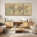Vintage World Map Wall Art | Ready to Hang and Framed