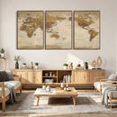 Vintage Detailed World Map Wall Art Canvas Print – Antique