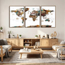 Watercolor World Map Canvas Print – Detailed Map of the