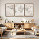 Antique Style World Map Canvas Print - Vintage Detailed