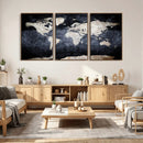 Vintage World Map Canvas Wall Art – Antique Triptych Map