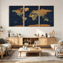 Modern World Map Canvas Print – Framed Detailed Map of the by MyGreatCanvas | Canvas Wall Art Prints | Photo Prints & Wall Decor