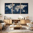 Large Blue World Map Wall Art Canvas Print for Home Office by MyGreatCanvas | Canvas Wall Art Prints | Photo Prints & Wall Decor