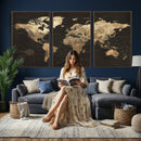Framed World Map with Pin Canvas Print – Detailed World Map
