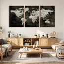 Vintage World Map Wall Art Canvas Print – Framed Large Map