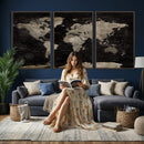 Detailed World Map Wall Art Print - Large Framed World Map