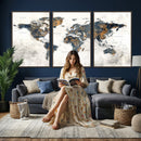 World Map Wall Art Canvas Print for Office Wall Decor