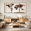 Blue Watercolor World Map Canvas Print – Framed Modern Wall