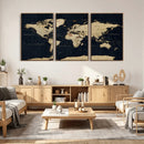 Dark World Map Canvas Wall Art Print, Minimal Black and Gold by MyGreatCanvas | Canvas Wall Art Prints | Photo Prints & Wall Decor