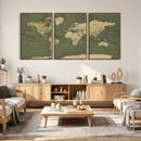 Large World Map Canvas Wall Art Print for Study Room Decor -