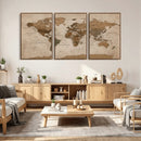 World Map Canvas Wall Art Print, Detailed Global Map Artwork
