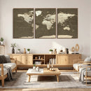 Vintage World Map Canvas Print – Framed Travel Map Wall Art