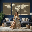 Vintage World Map Canvas Print – Framed Travel Map Wall Art