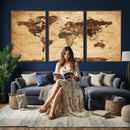 Modern Red and Gray World Map Canvas Print – Framed Wall Art