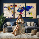 Watercolor World Map Canvas Print – Framed Wall Art for