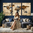 World Map Wall Art – Rustic Earth Tone Canvas Print, Antique