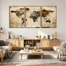 Rustic Watercolor World Map Canvas Wall Art – Framed Travel by MyGreatCanvas | Canvas Wall Art Prints | Photo Prints & Wall Decor