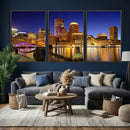 Boston Wall Art Canvas Print, Boston City Downtown Night by MyGreatCanvas | Canvas Wall Art Prints | Photo Prints & Wall Decor