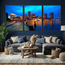 Boston Wall Art Canvas Print, Boston City Downtown Night by MyGreatCanvas | Canvas Wall Art Prints | Photo Prints & Wall Decor