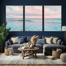 Ocean Wave Wall Art Canvas Print, Pastel Surf Seascape