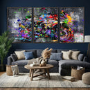Graffiti Motorcycle Wall Art Canvas Print, Urban Street Art by MyGreatCanvas | Canvas Wall Art Prints | Photo Prints & Wall Decor