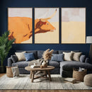 Minimal Longhorn Bull Wall Art Canvas Print, Neutral Western by MyGreatCanvas | Canvas Wall Art Prints | Photo Prints & Wall Decor
