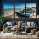 Coastal Fishing Boats Wall Art Canvas Print, Sunset Beach by MyGreatCanvas | Canvas Wall Art Prints | Photo Prints & Wall Decor