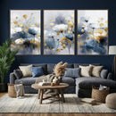 Large Abstract Flowers Wall Art Canvas Print – Gold and Blue by MyGreatCanvas | Canvas Wall Art Prints | Photo Prints & Wall Decor